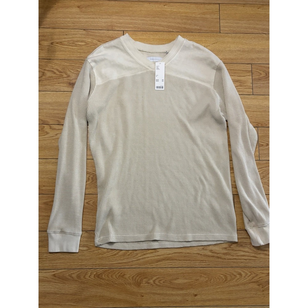 NWT Mens Standard Cloth Urban Outfitters Creme Waffle Knit Thermal V-Neck XL